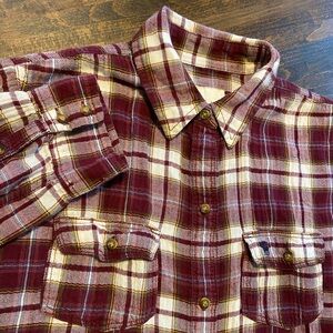 Abercrombie & Fitch Shirt Women Large Red Plaid Flannel Classic Cabincore Preppy